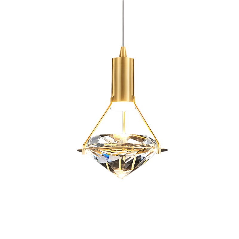 Ruitvormige koperen kristallen hanglamp HL1247