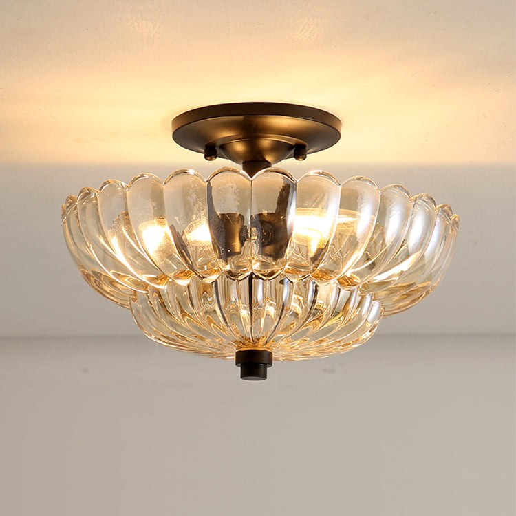 Semi-plafondlamp in parapluvorm, glazen lamp HL945