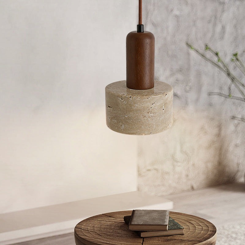 Traditionele retro cilindrische hanglamp van massief hout HL868