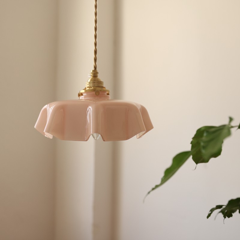 Retro Glazen Bloem Crème Hanglamp HL183