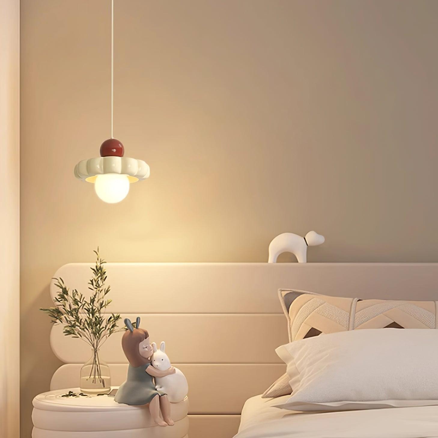 Crèmekleurige stijl lange lijn pompoen textuur hanglamp HL504