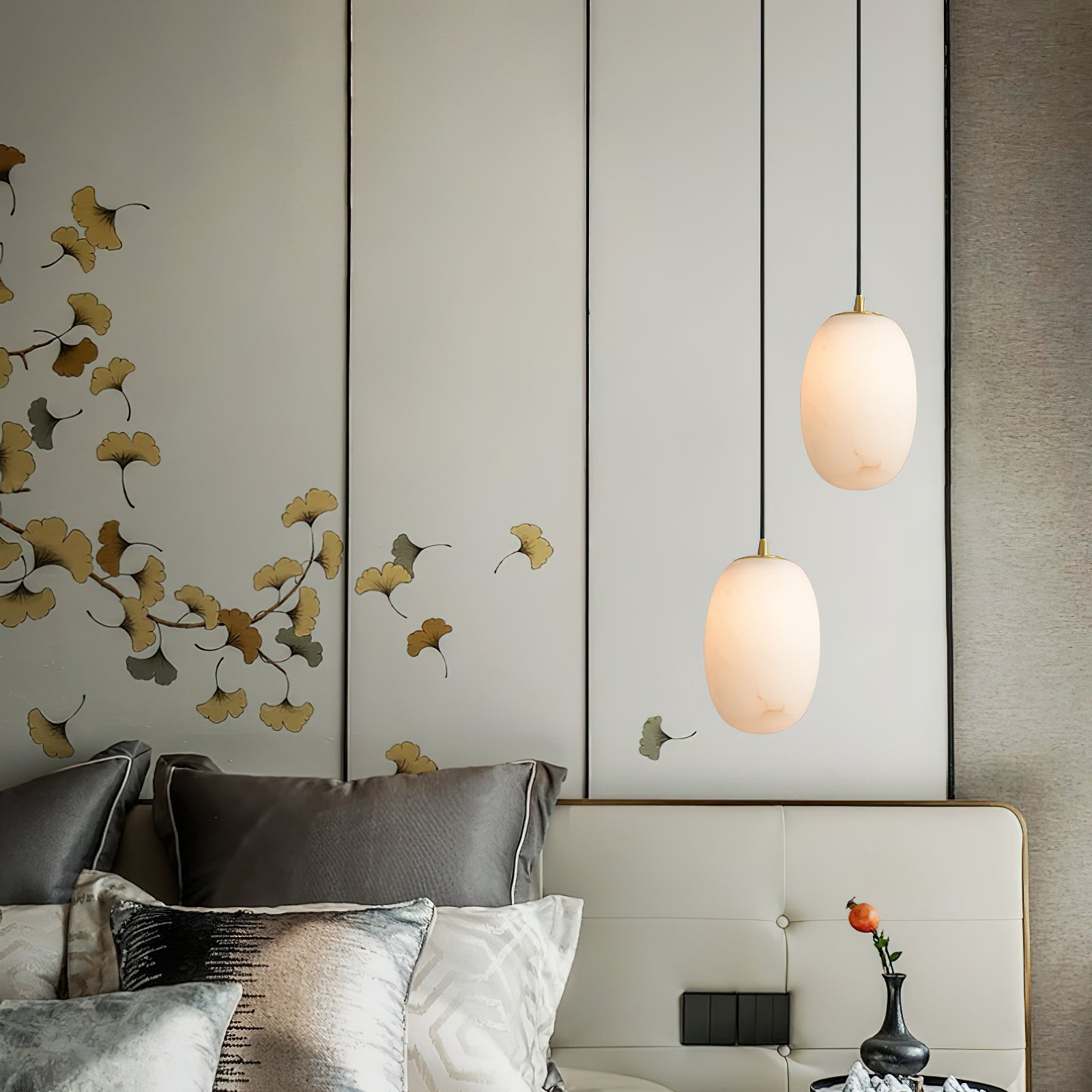 Alabaster hanglamp voor naast het bed HL2976