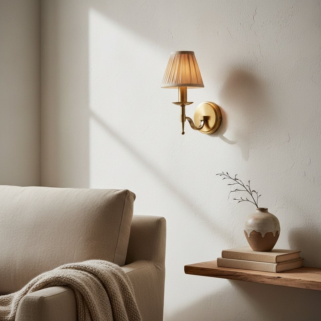 Tela Traditionele Messing Wandlamp - Klassieke Wandlamp met Gebogen Arm voor Woonkamer en Hal HL2032