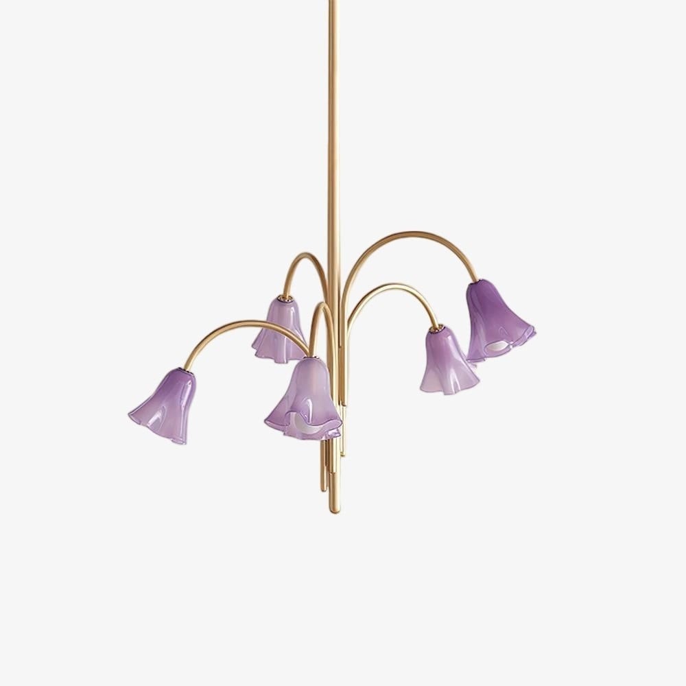 Bellina moderne romantische kroonluchter - botanisch lelie-ontwerp met glazen bloemen HL1642