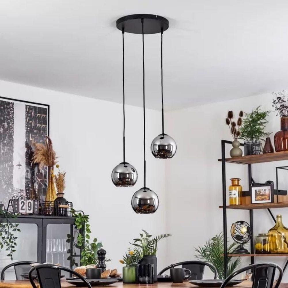 Koyoto rookgrijze glazen bol hanglamp