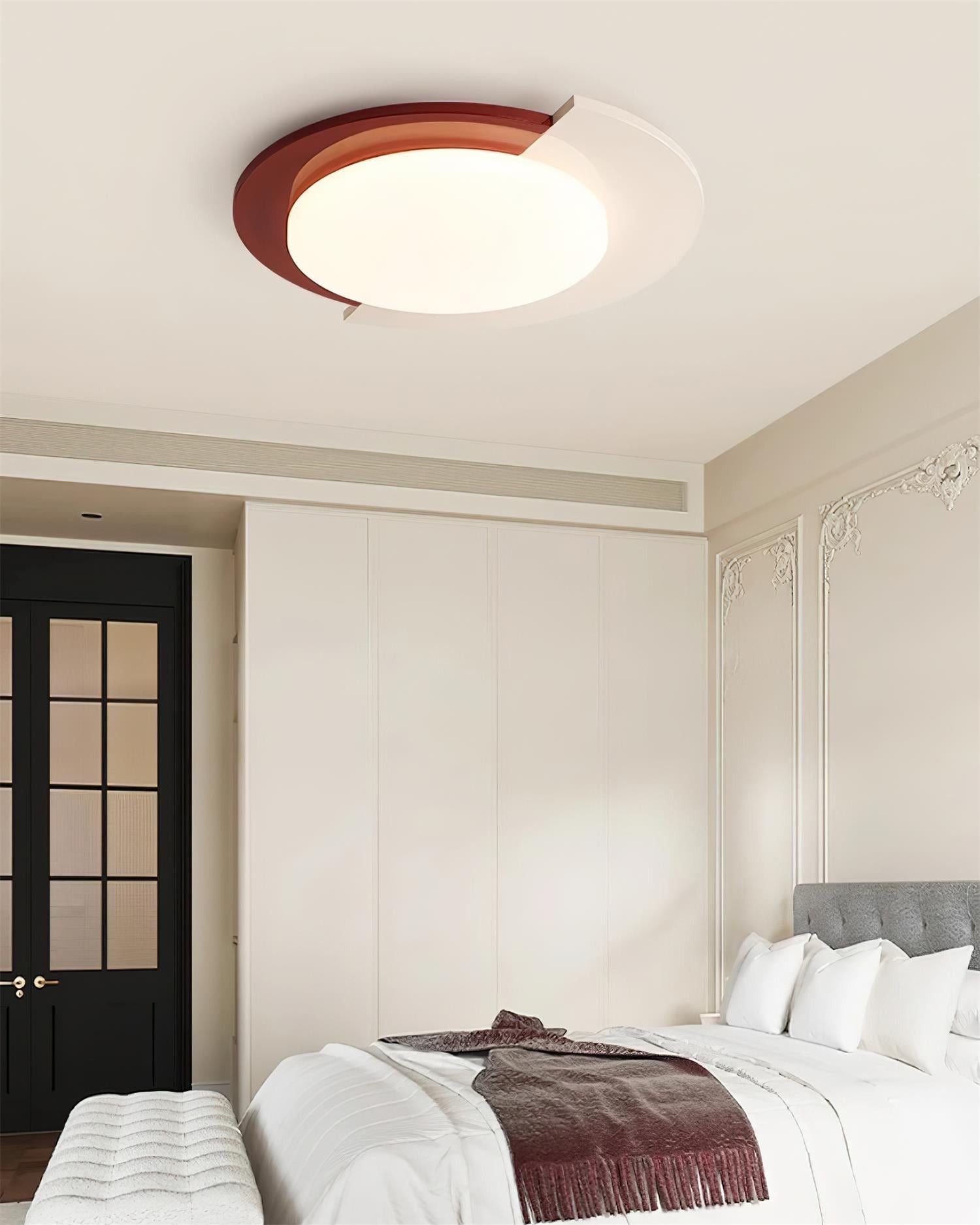 Rood-witte ronde plafondlamp HL755