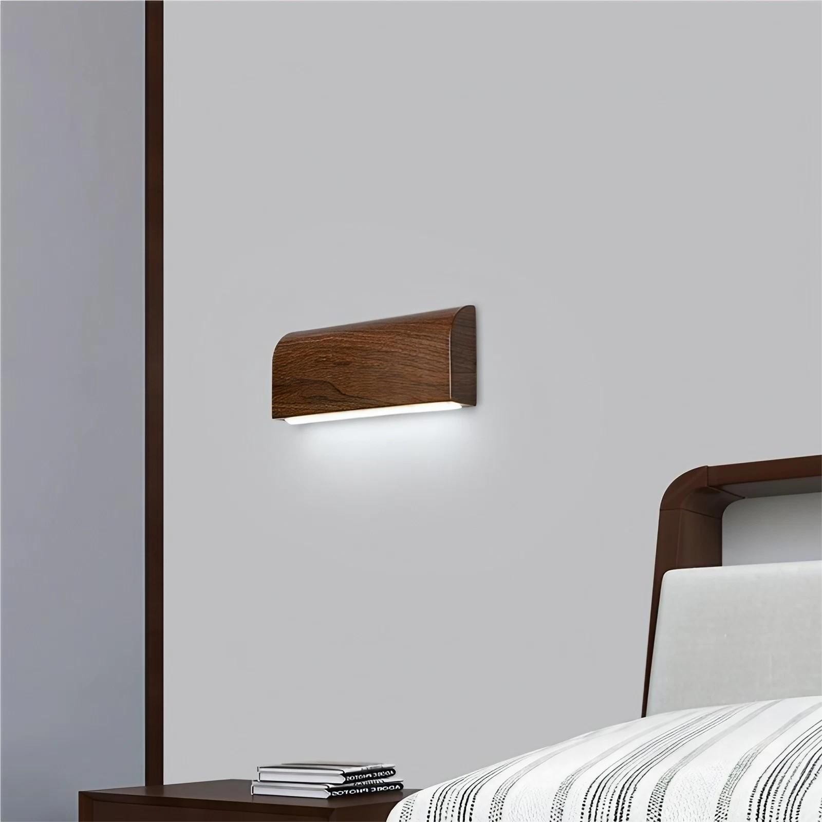 Rechthoekige LED wandlamp met houtnerfaluminium HL196