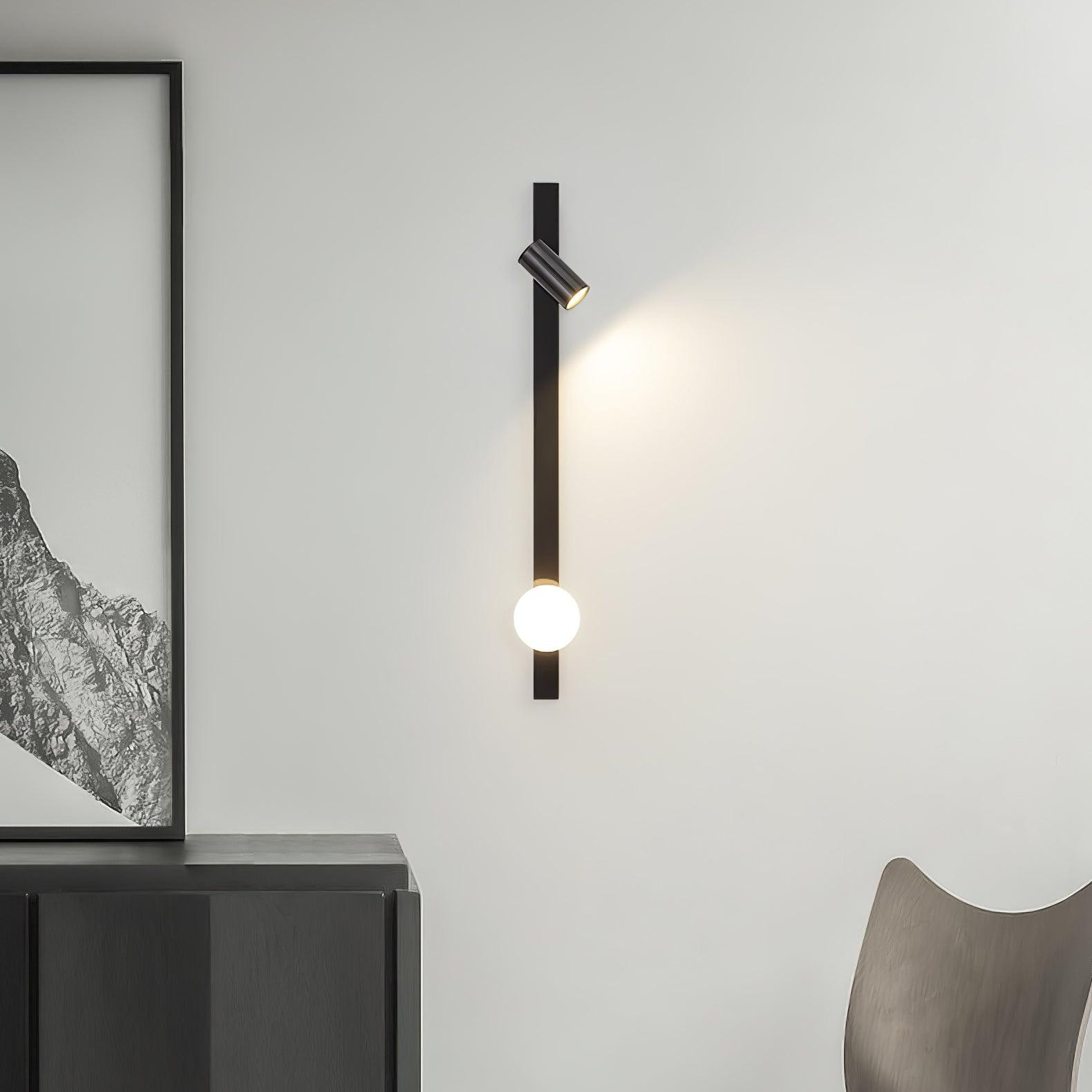 Moderne zwarte lineaire parelarm wandlamp met lange arm HL1122