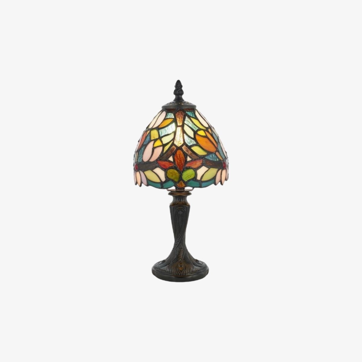 Calyra Vintage Tafellamp met Bloemenmotief en Glas-in-lood - Art Deco Tiffany Stijl Accentlamp voor Naast het bed en in de