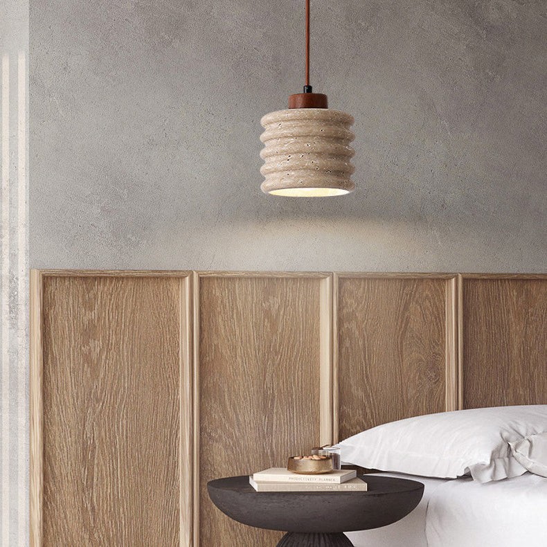 Traditionele retro cilindrische hanglamp van massief hout HL868