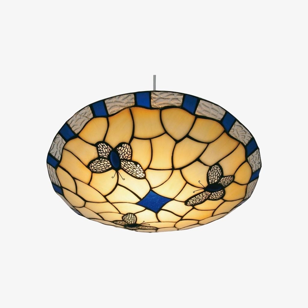 TF Butterfly hanglamp - Decoratieve hanglamp met glas-in-lood voor slaapkamer of hal HL2027
