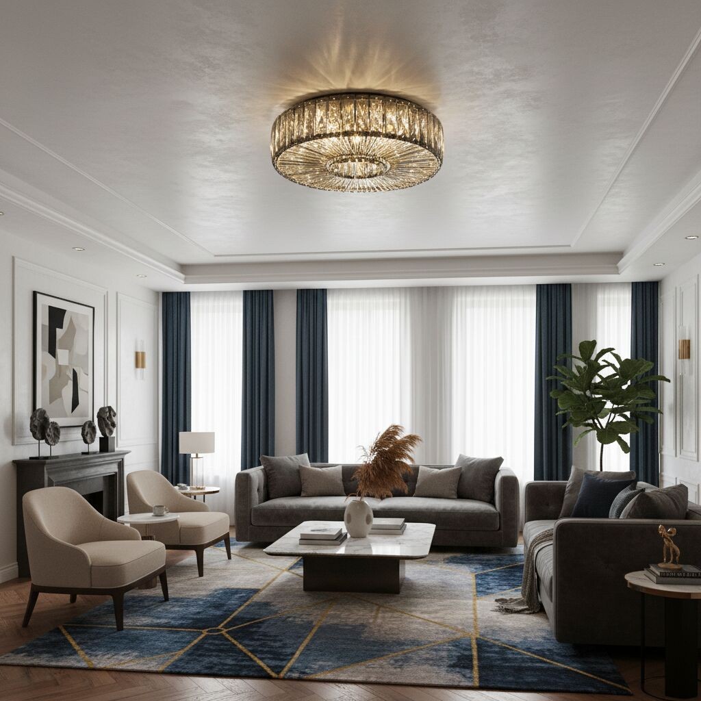 Glomar ronde plafondlamp van glas - moderne metalen en glazen afwerking voor woonruimtes HL2332