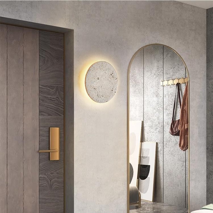 Travertijn stenen ronde wandlamp HL1270