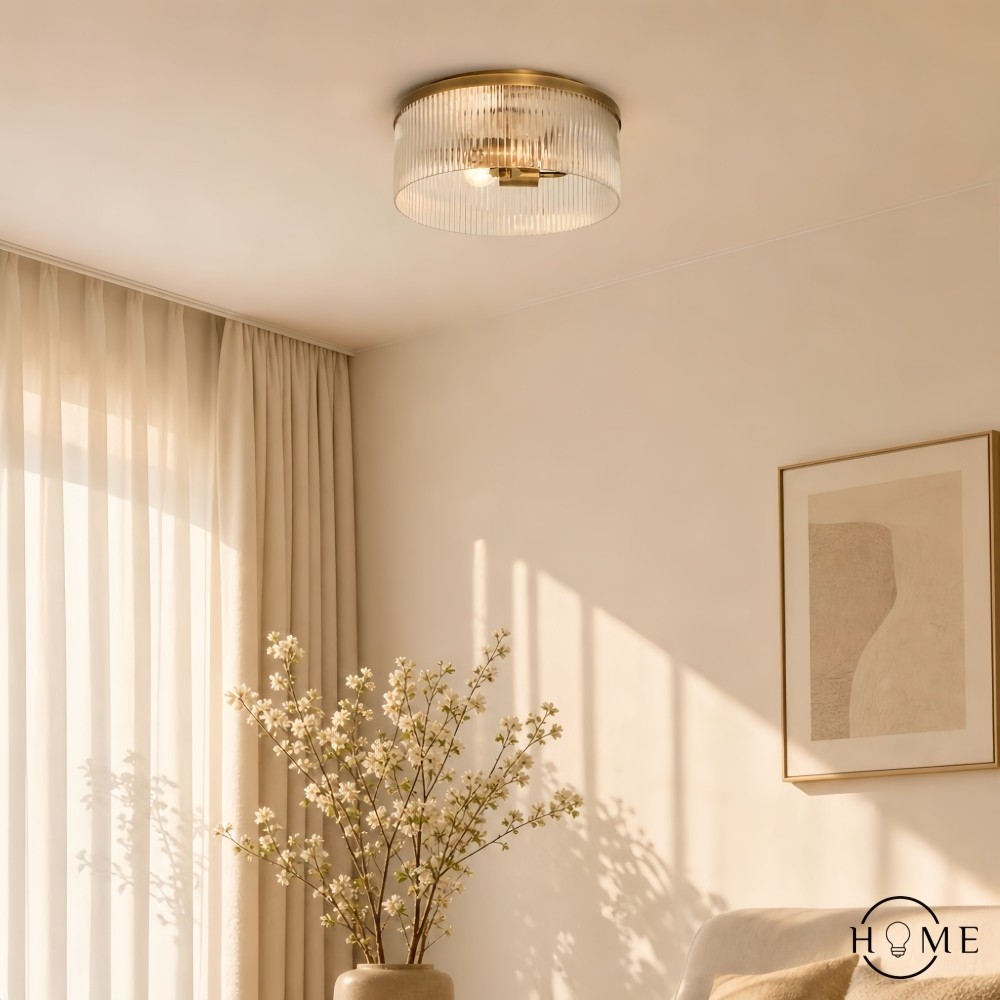Cooper Geribbelde Glazen Plafondlamp HL1004
