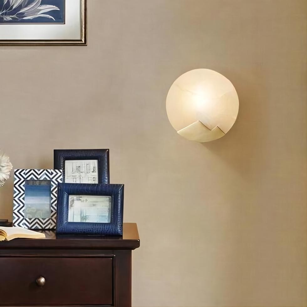 Zuiver Koper Marmeren Maan Wandlamp HL57