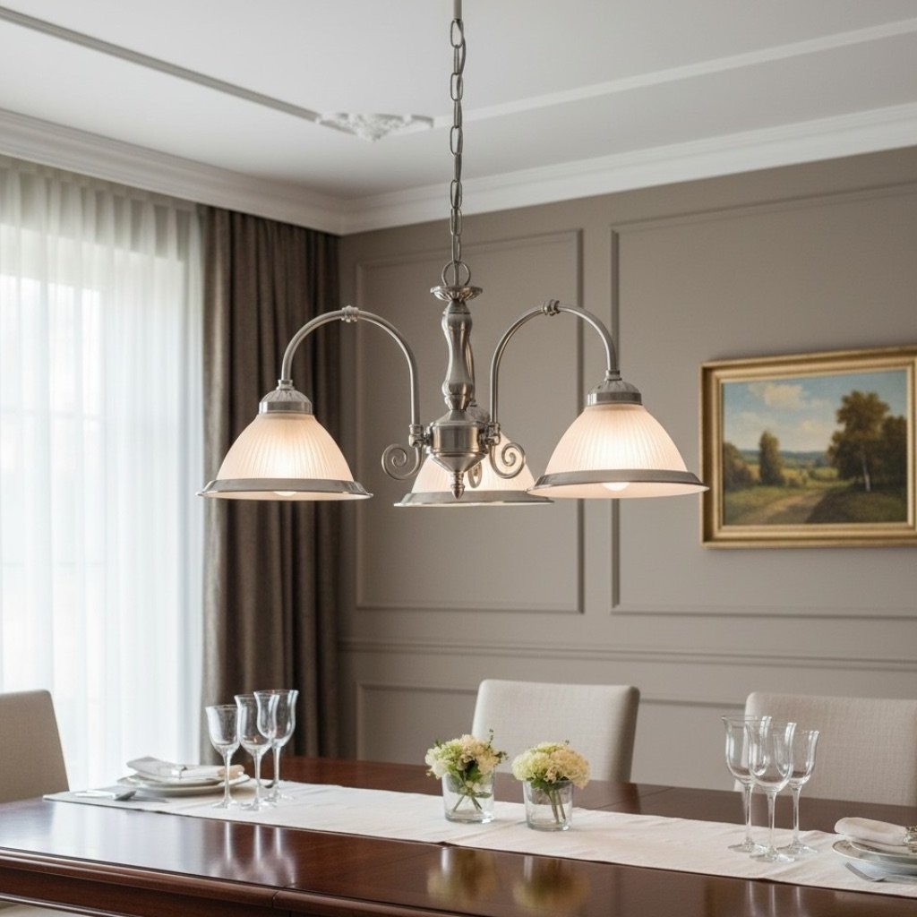 TF Vintora Hanglamp met geribbeld glas - Elegante metalen afwerking voor keukens, eetkamers en gangen HL2221