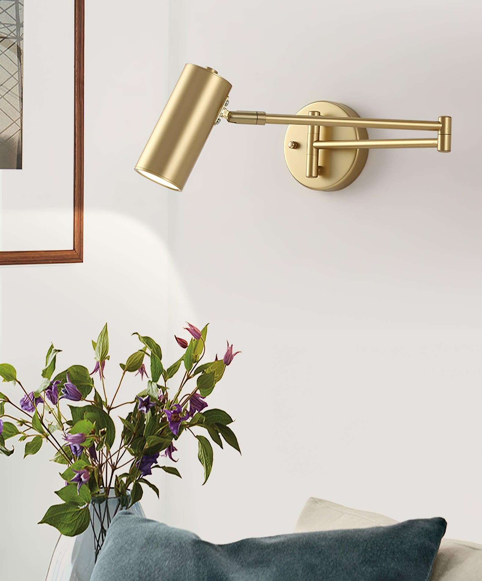 Moderne metalen cilindervormige wandlamp met zwenkarm HL1076