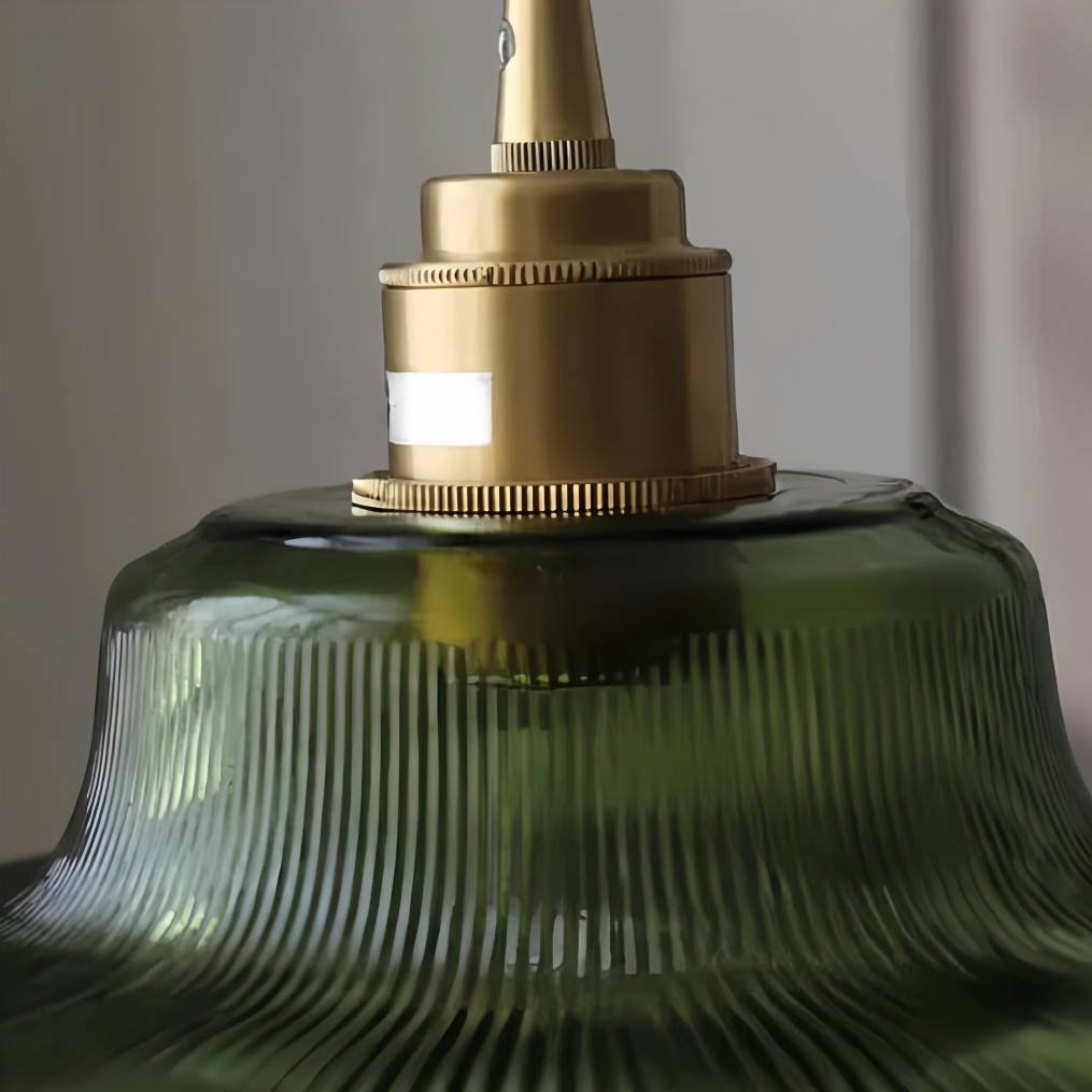 Ribilux geribbelde hanglamp - Vintage glas en metaal voor keuken en eetkamer HL2461