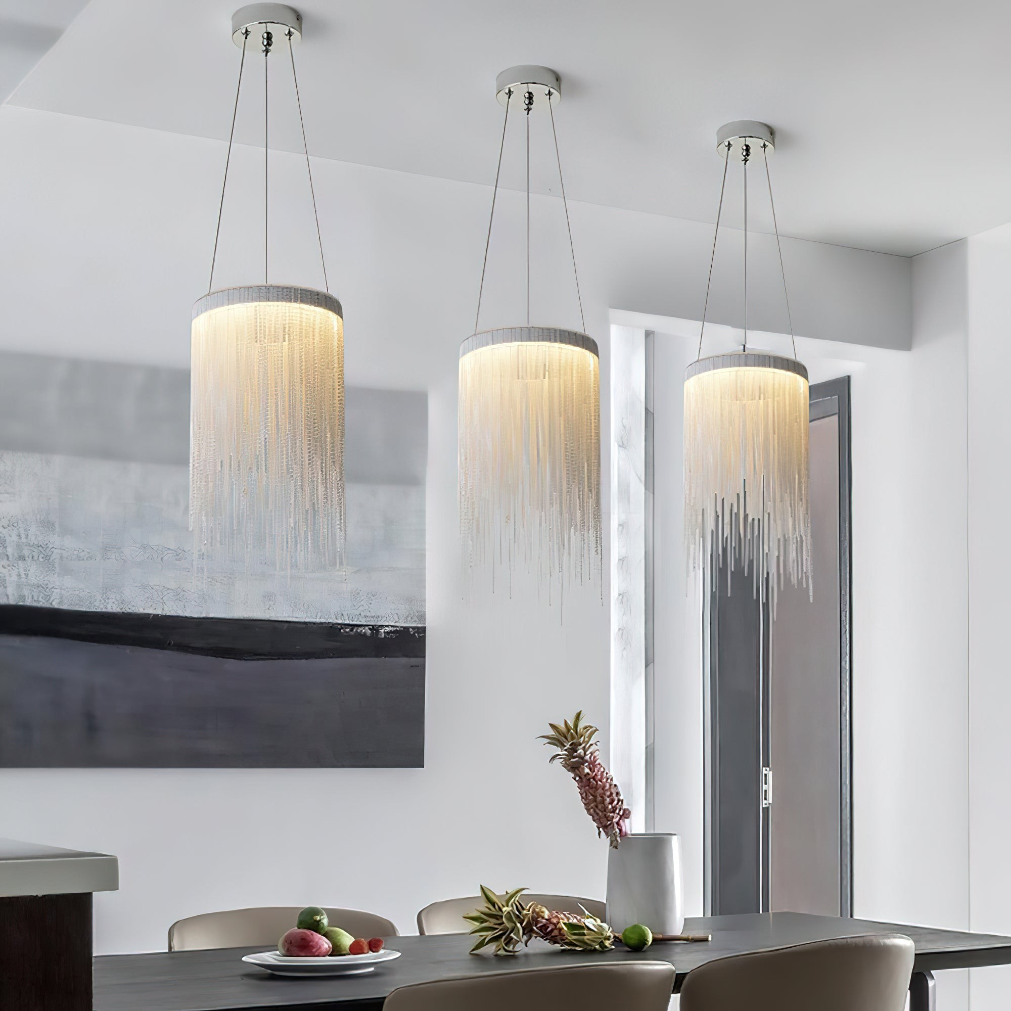 Hanglamp met aluminium ketting en kwastjes HL1181