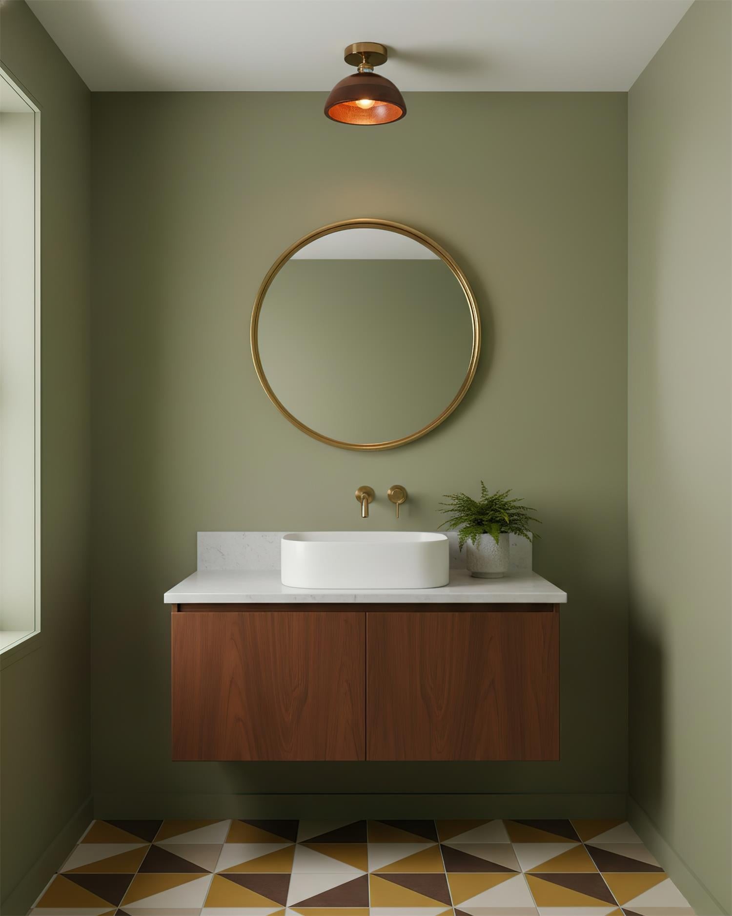 Plafondlamp met kraag van hout HL2788