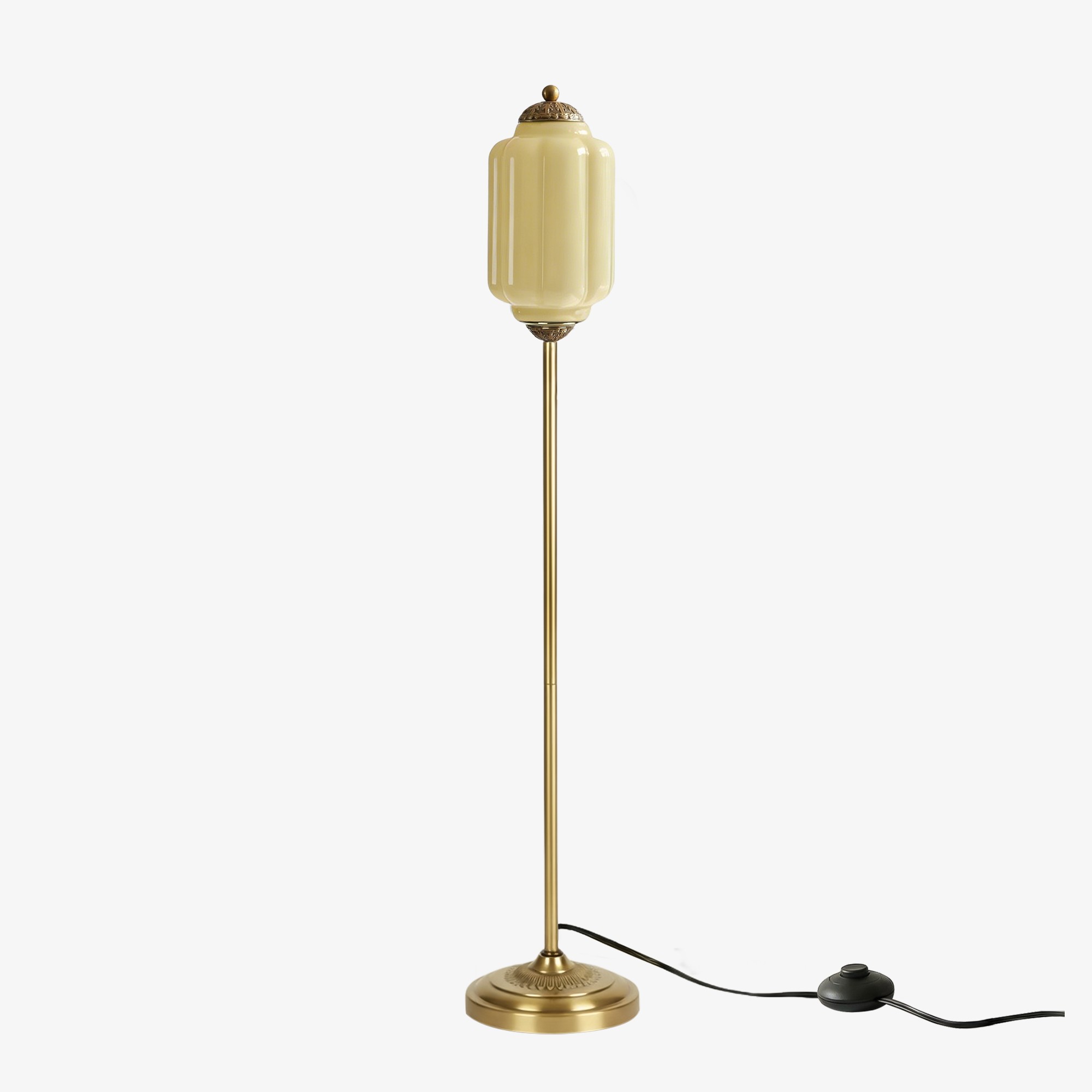 Eloise Vloerlamp van getextureerd glas in pompoenvorm - Organisch artistiek ontwerp en retrostijl voor de woonkamer HL2510