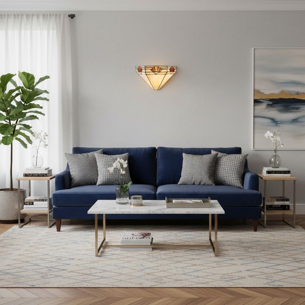 TF Nevada Ziggurat Wandlamp - Art Deco Glas-in-lood Wandlamp voor Hal en Woonkamer HL2237