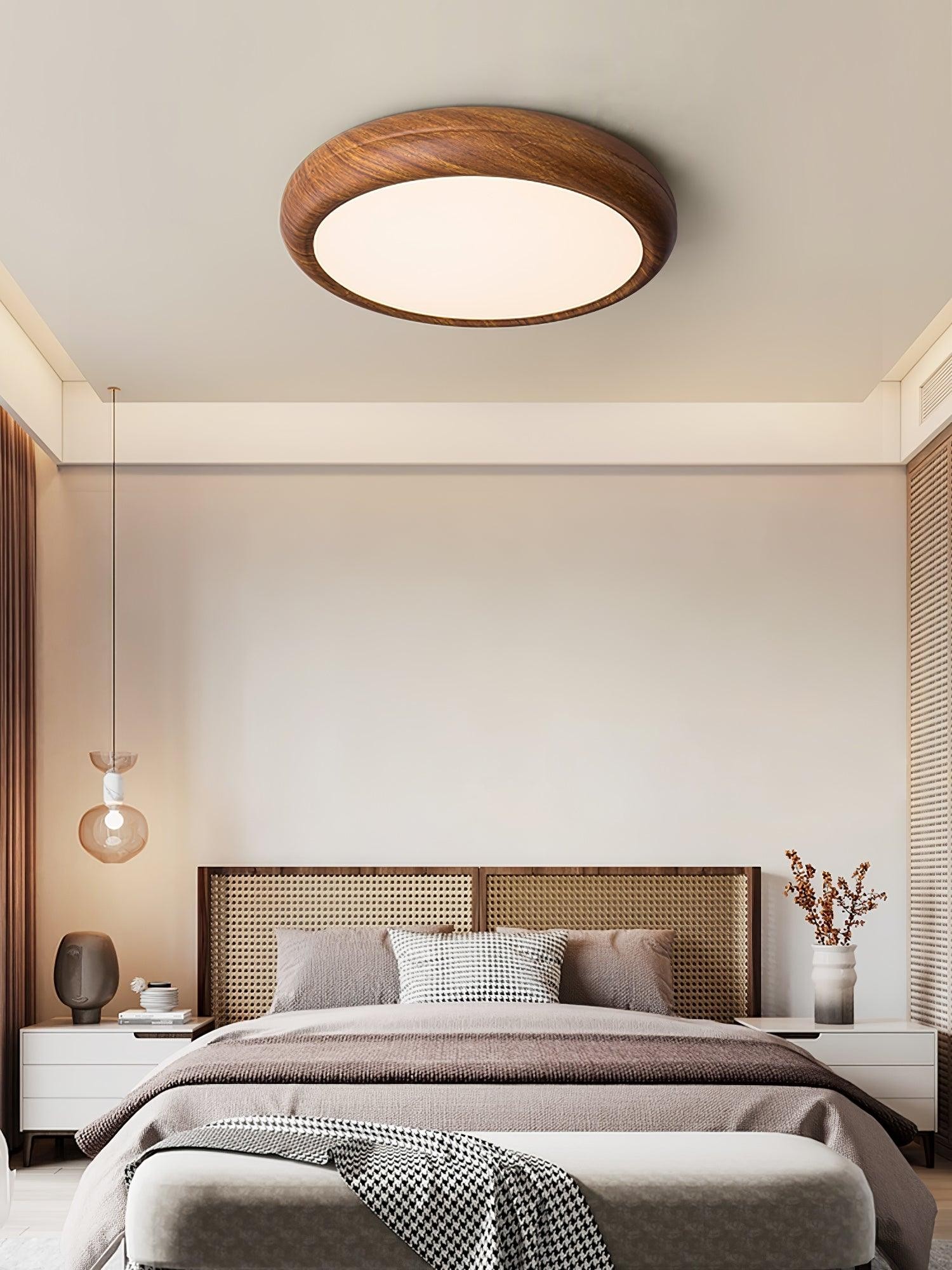 Ronde plafondlamp met houtnerf HL825