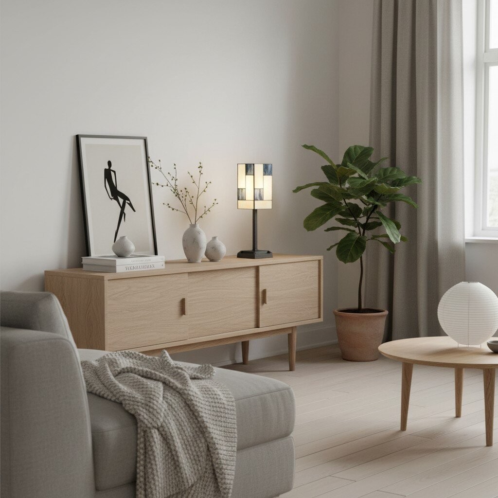 TF Manchester vierkante tafellamp - Geometrisch ontwerp van glas en metaal voor slaapkamer en woonkamer HL2257