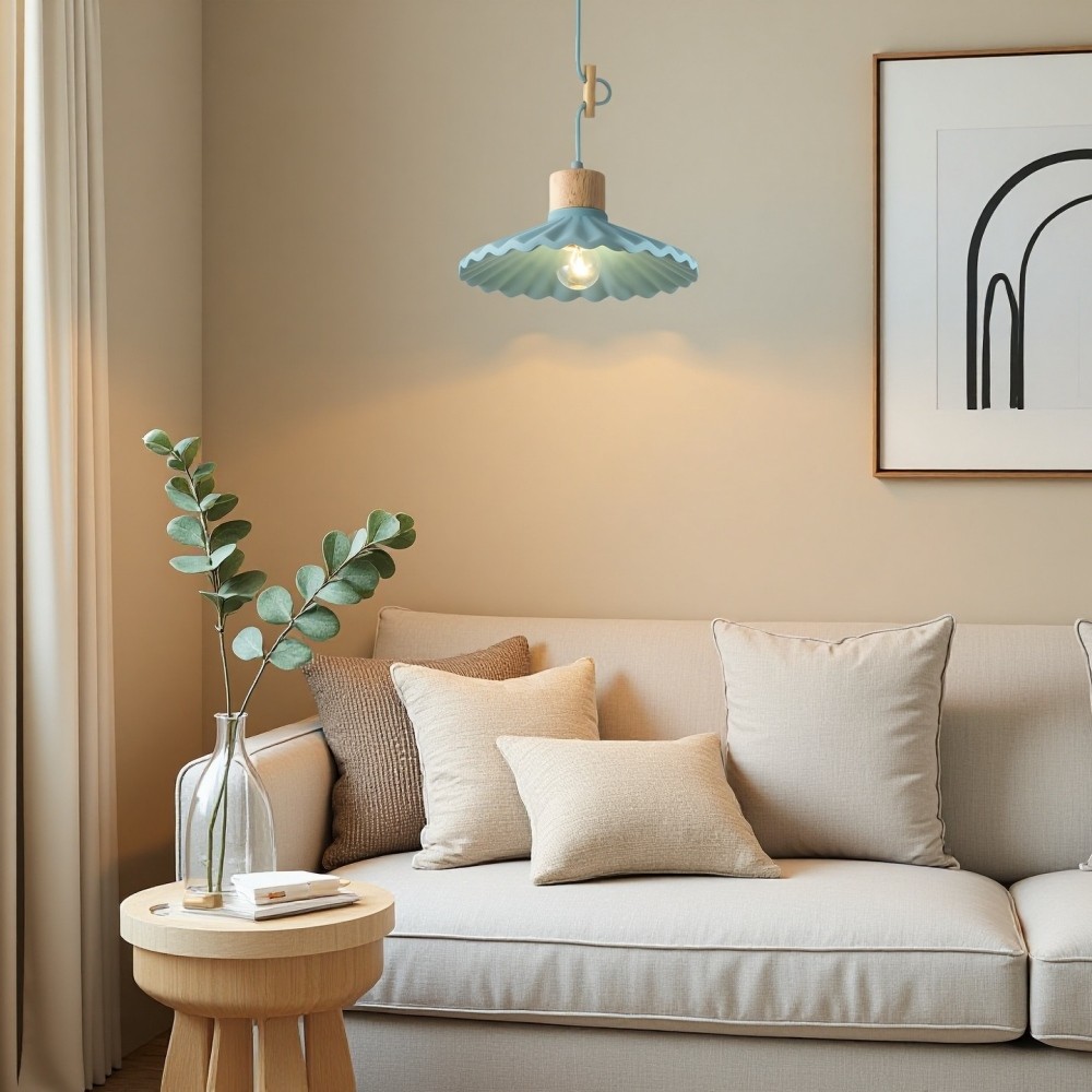 Cement Macaron hanglamp - moderne geplooide kap voor hal HL1328
