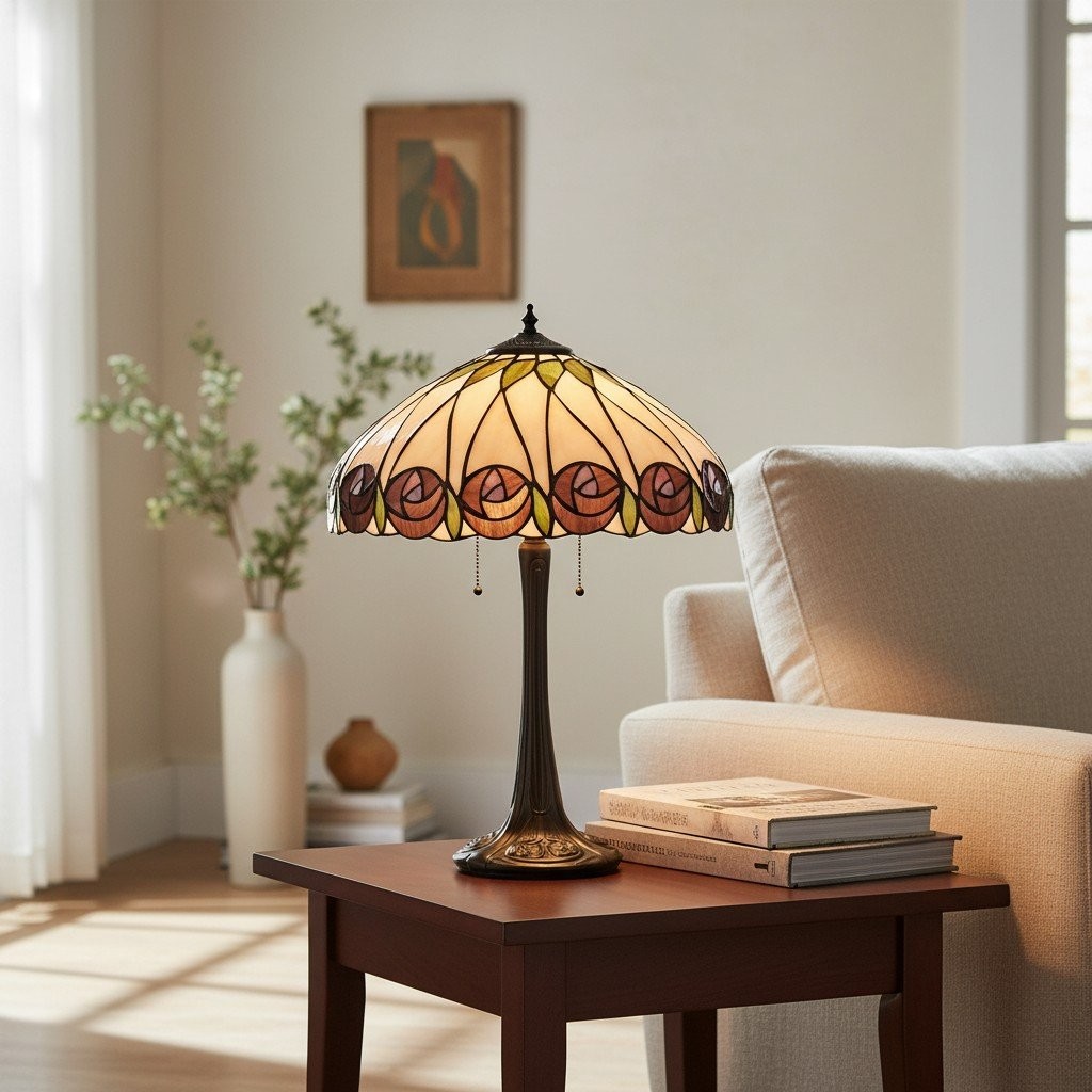 TF Hutchinson Art-Glass Tiffany-stijl tafellamp - Handgemaakt ontwerp voor thuis en op kantoor HL2239