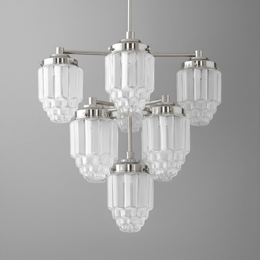 Tierlux Glazen kroonluchter met textuur van messing - Tijdloze verlichting met stijl HL1737