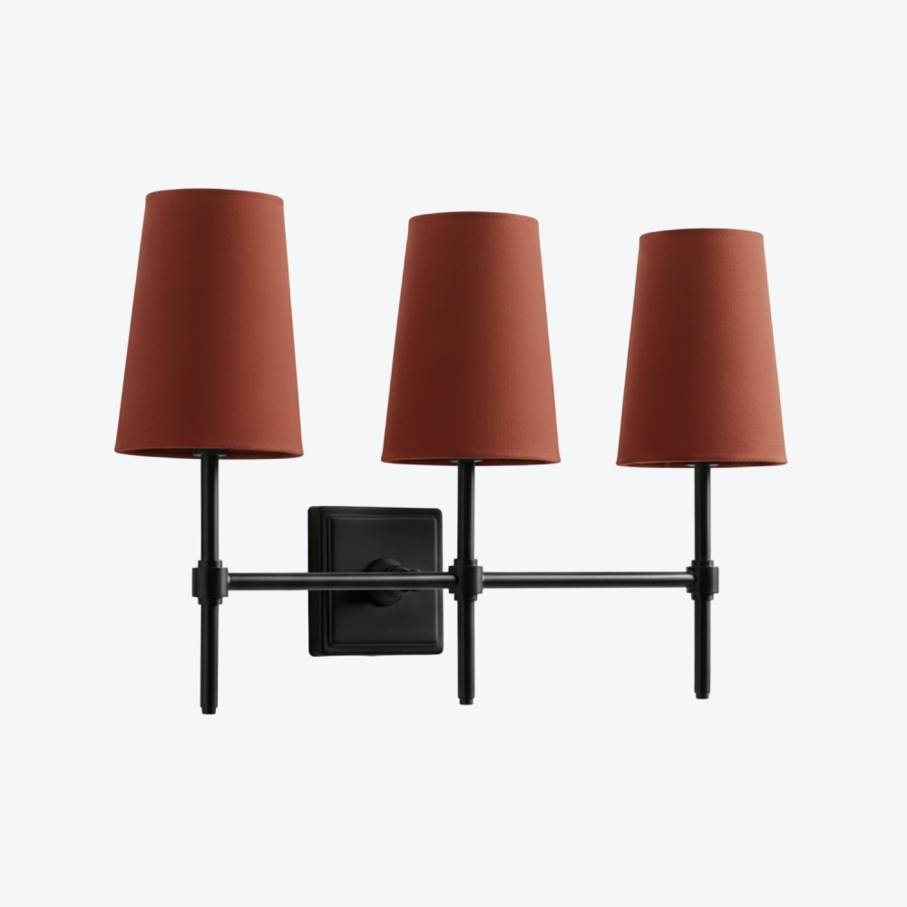 Derlina Witte Linnen Wandlamp – Retro Metalen Verlichtingsarmatuur met Meerdere Hoofden HL1433