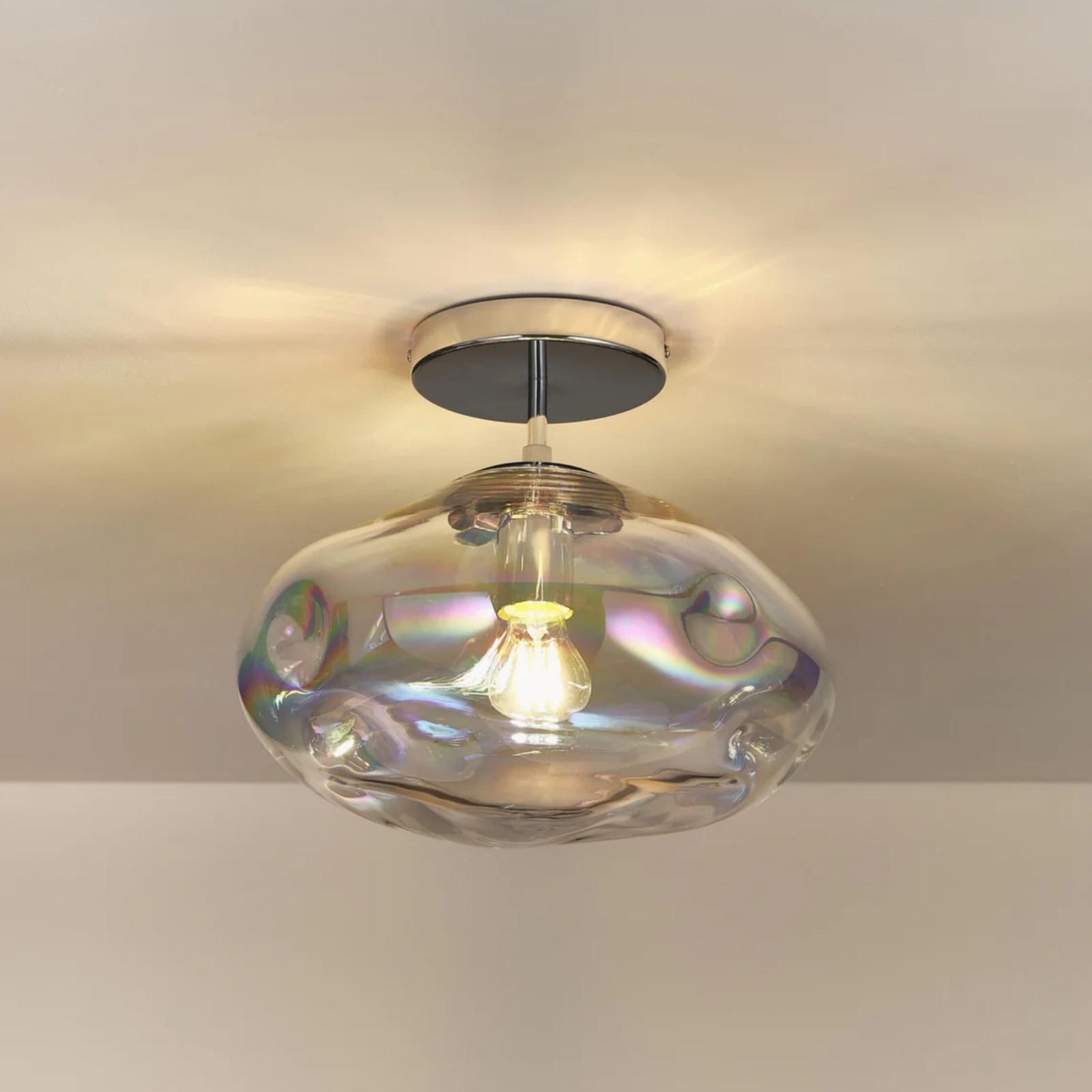 Moderne plafondlamp van chroomspiegelglas - minimalistische stijl voor woonkamer HL1054