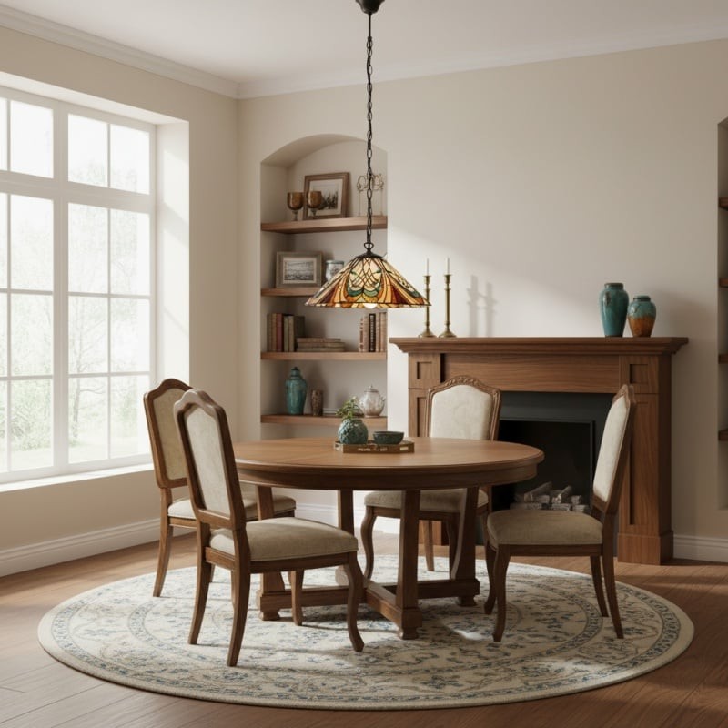 TF Hector Hanglamp - Decoratieve lamp met Art Nouveau glas-in-lood design voor eet- of woonkamer HL2228