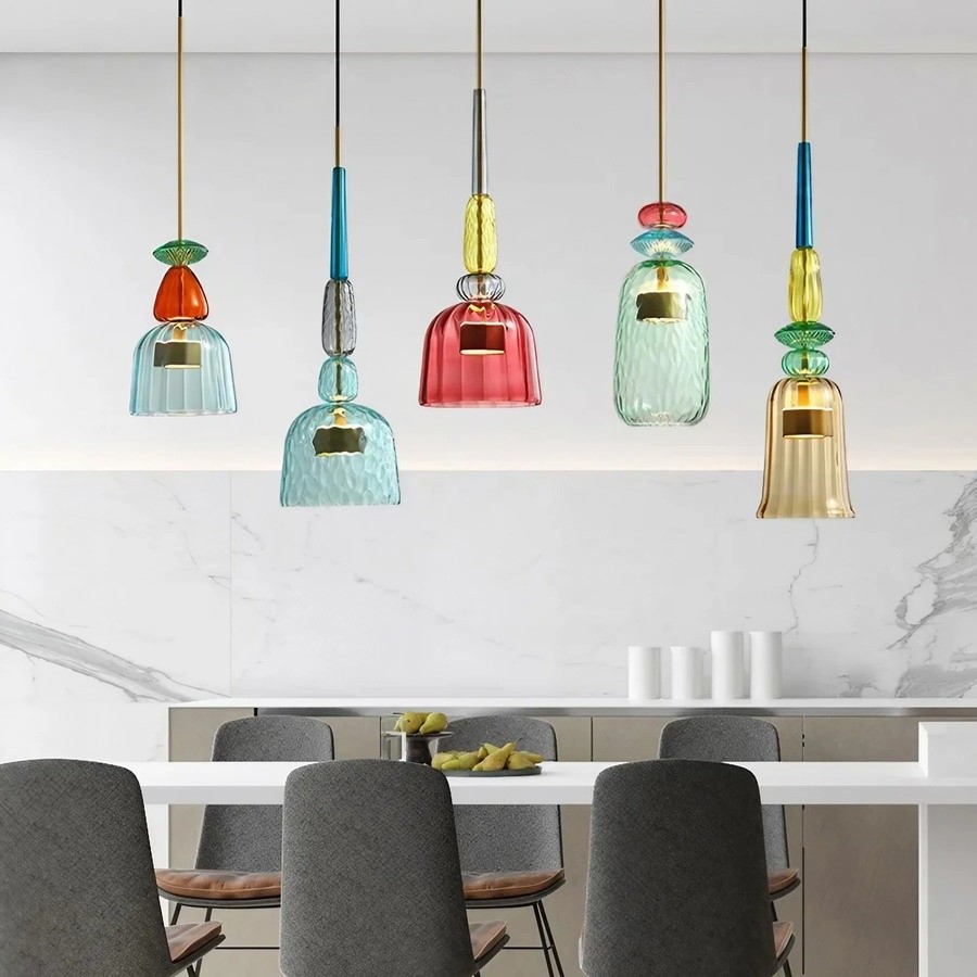 Scandinavische Macaron glas-in-lood design hanglamp HL213