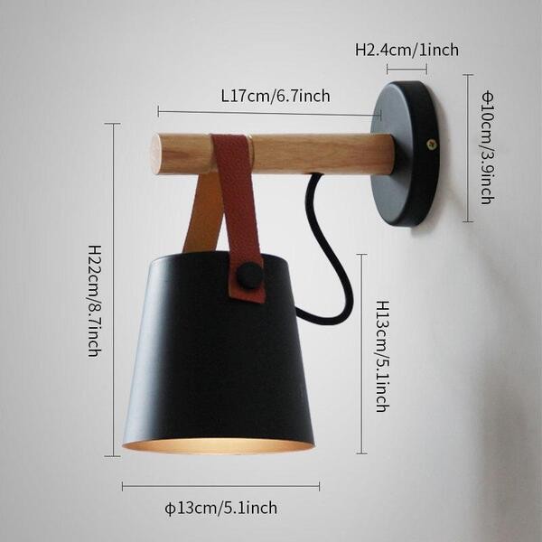Scandinavische houten riememmer wandlamp HL62