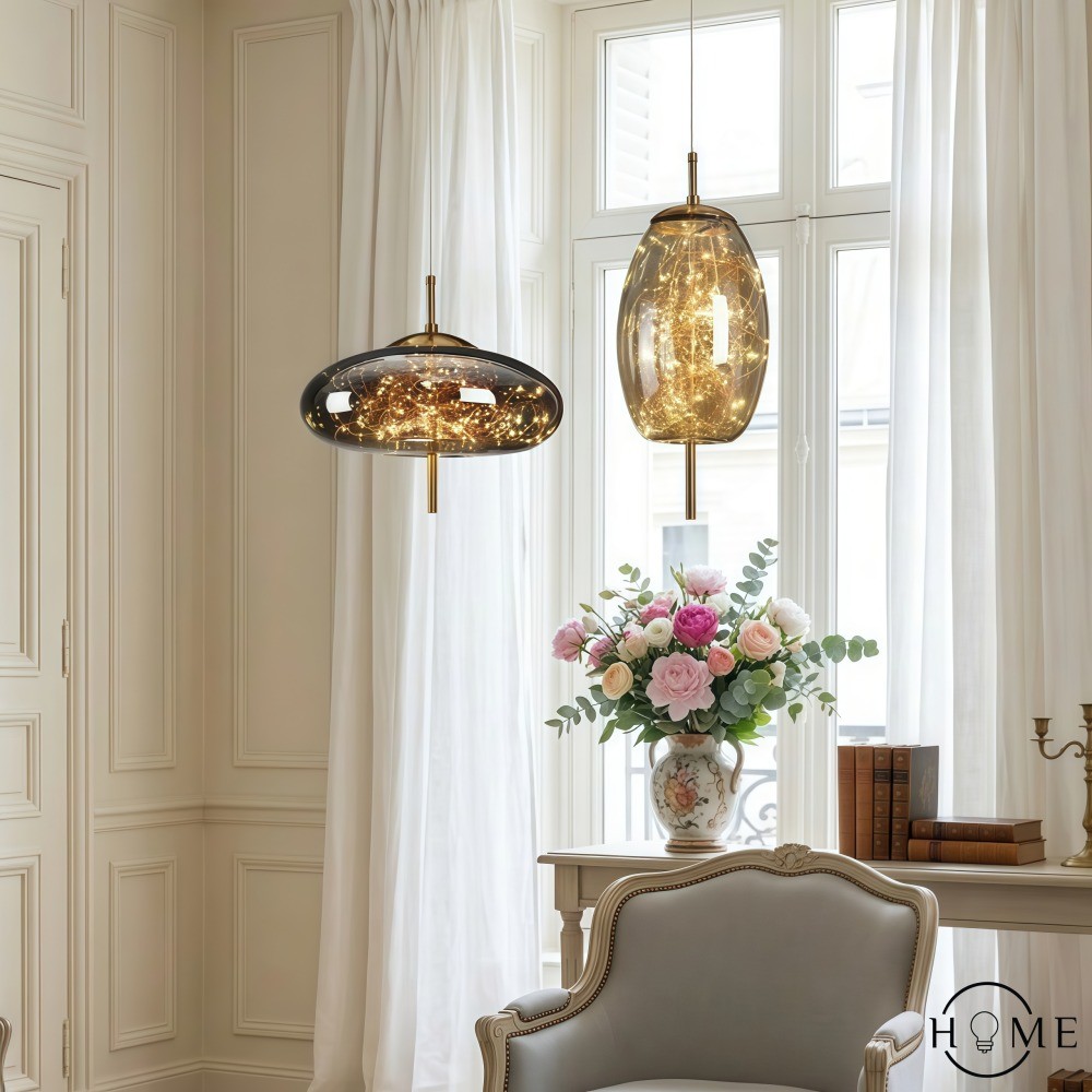 Scandinavische cilindervormige ovale glazen hanglamp HL479