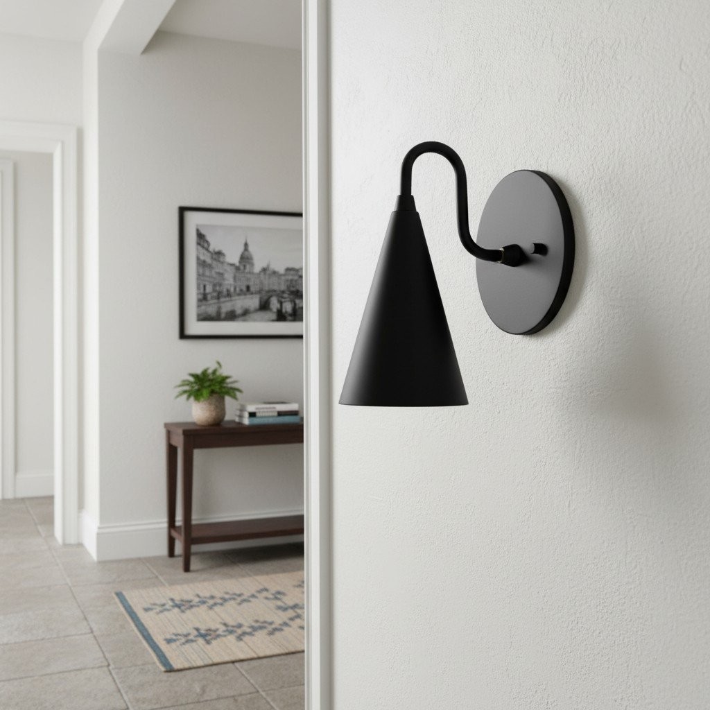 Curva metalen kegelvormige wandlamp - Vintage messing wandlamp voor hal of trappenhuis HL1967