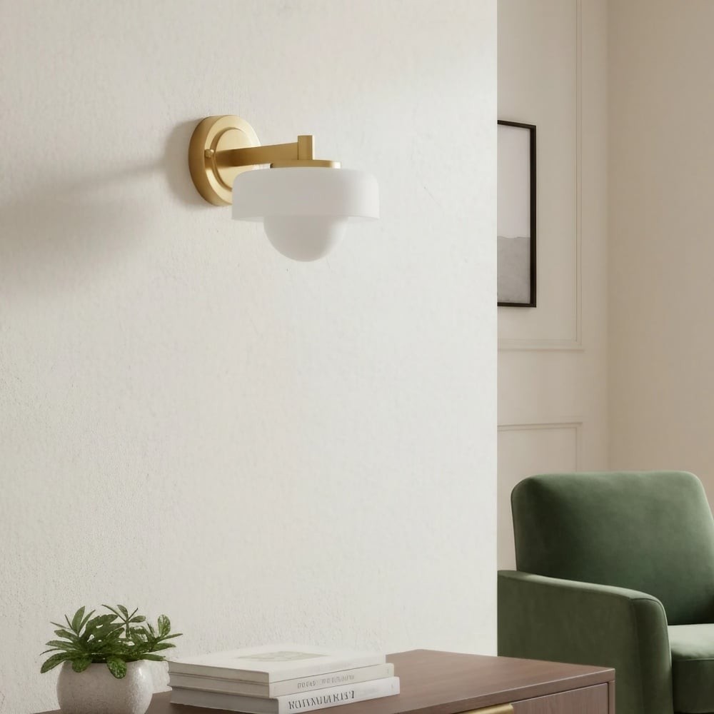 Zirvos Retro Globe Glazen Wandlamp - Elegante Wandlamp met Messingkleurige Kap voor de Gang HL2042