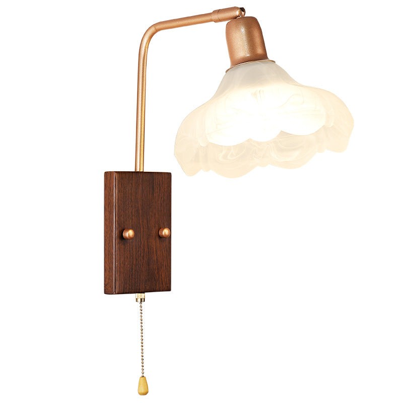 Franse ijzeren glazen bloemenwandlamp met zwenkarm en rits HL1087