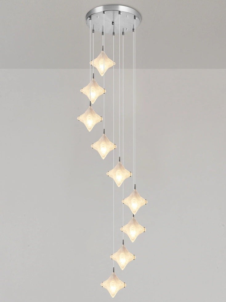 Art Deco Star Trap Hanglamp - Gematteerd Glazen Hanglamp - Astris Altair HL1795