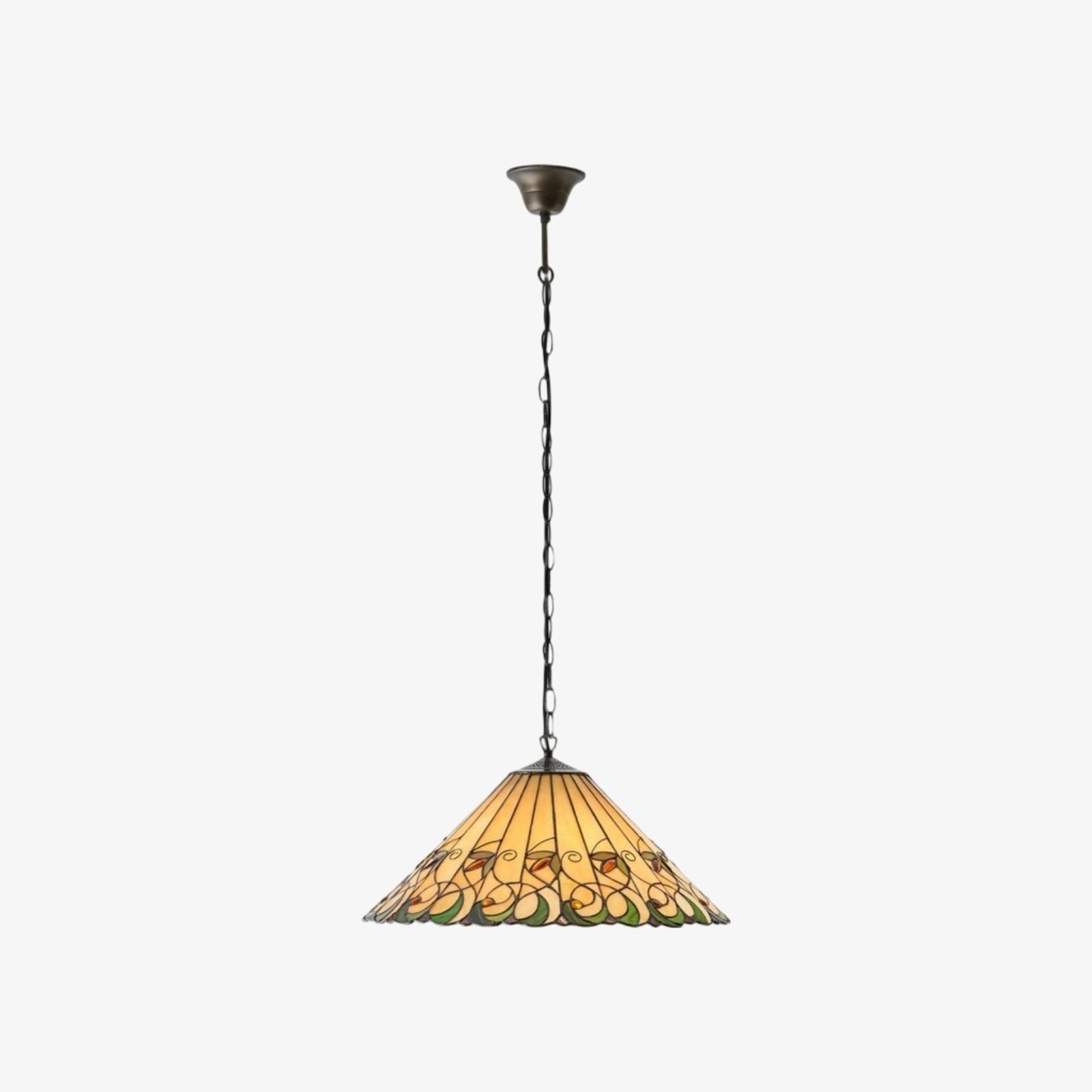 TF Jamelia Vintage Plafondlamp met bloemenmotief en glas-in-loodkoepel voor eetkamers HL2253