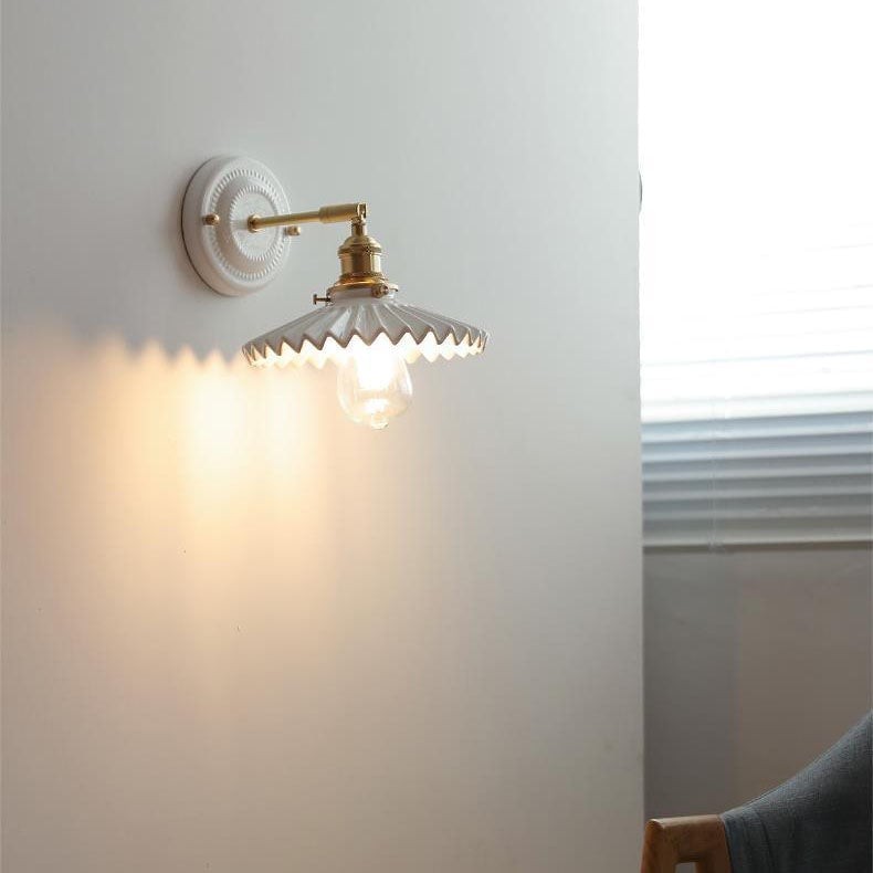 Vintage Japanse keramische messing wandlamp met 1 lamp HL1400