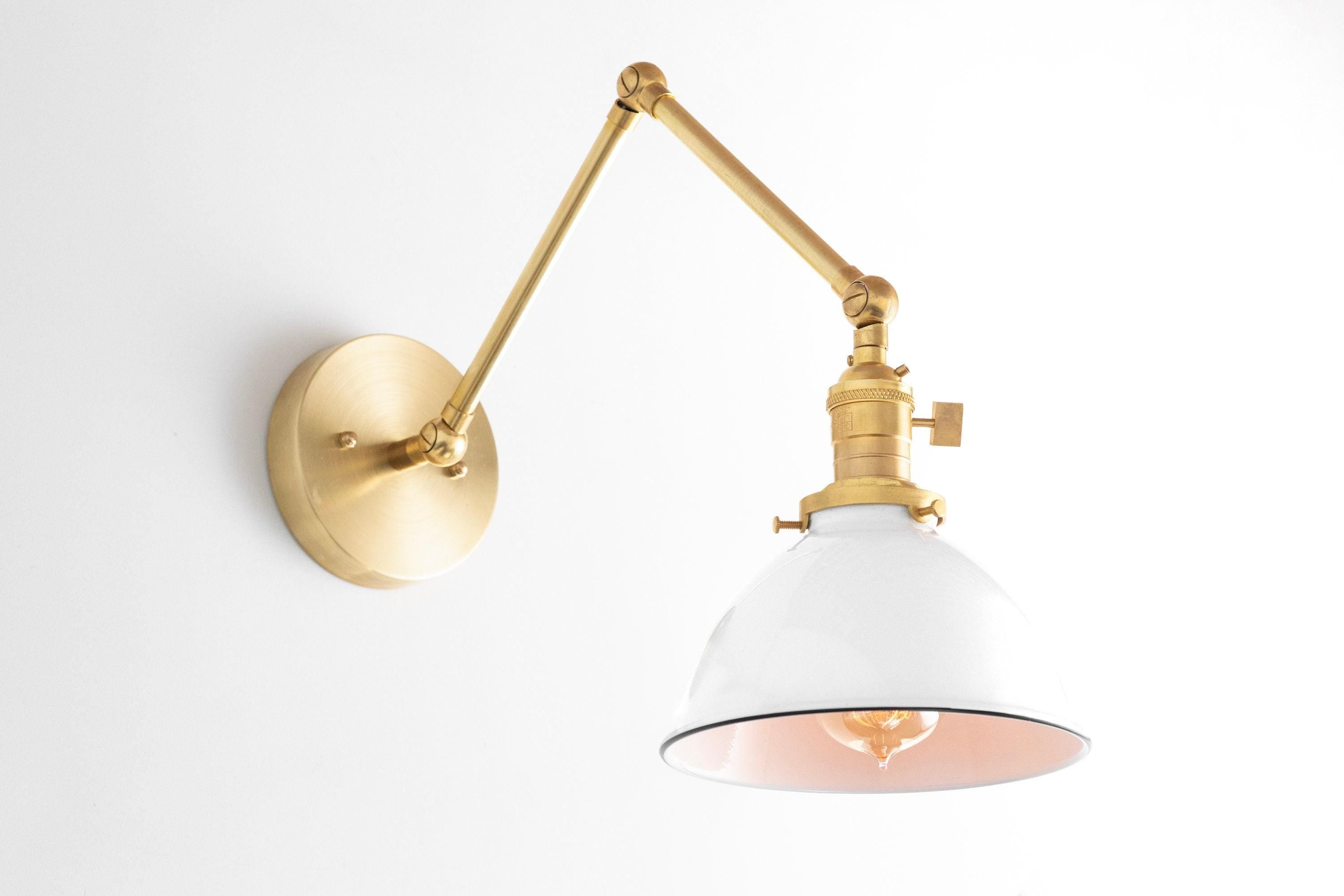 Conique metalen vintage industriële wandlamp met zwenkarm - verstelbare koepelvormige kap voor studie HL1675
