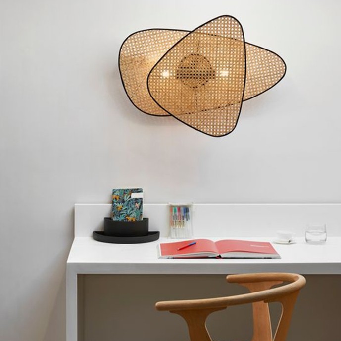 Rustieke Scherm Rotan Wandlamp HL259