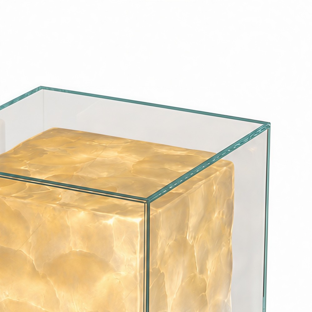 Beamira Mica en Shell Tafellamp - Moderne vierkante kap accentlamp voor de slaapkamer HL3526