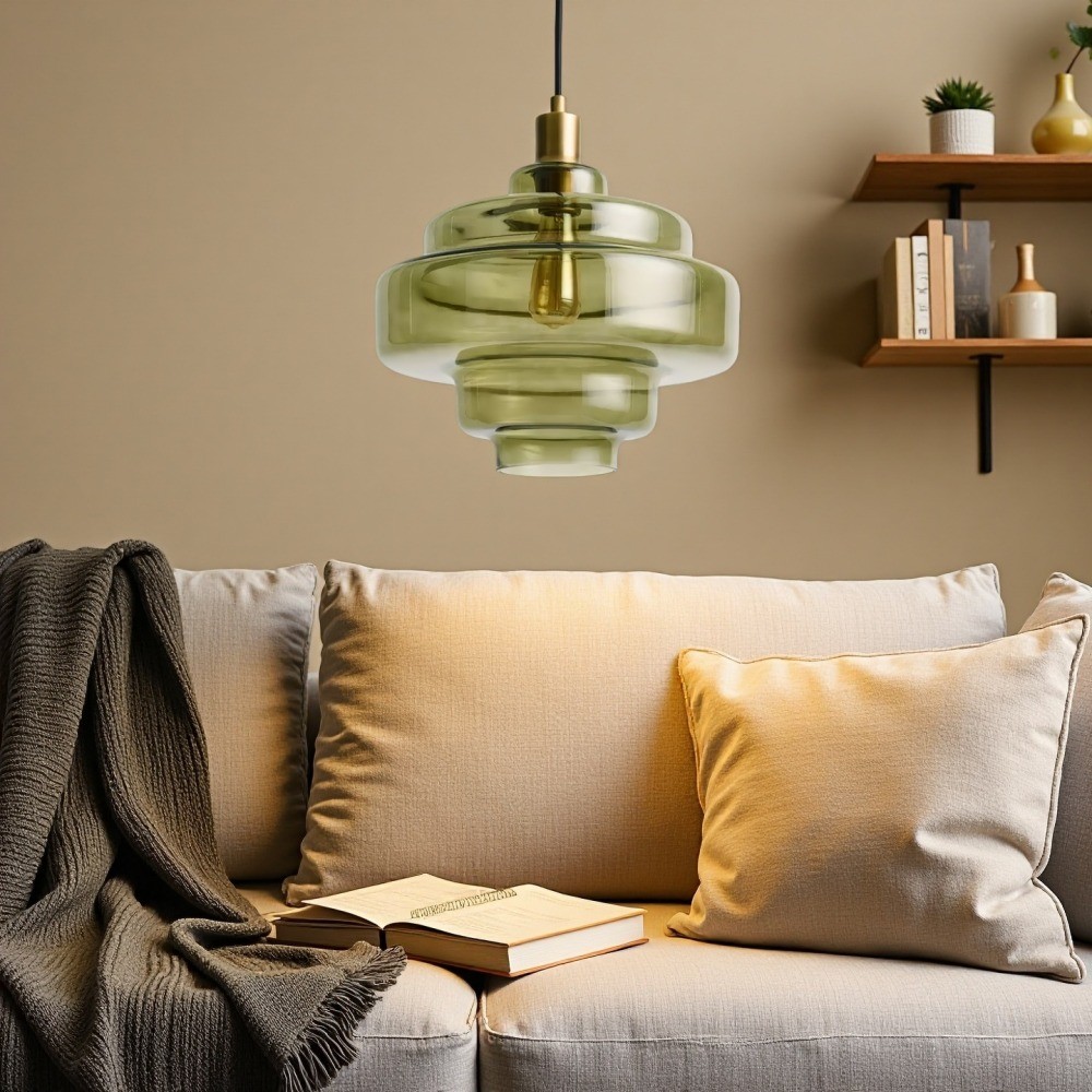 Vintage Hanglamp met Meerdere Lagen - Art Deco Glazen Hanglamp voor Keuken en Woonkamer HL1064