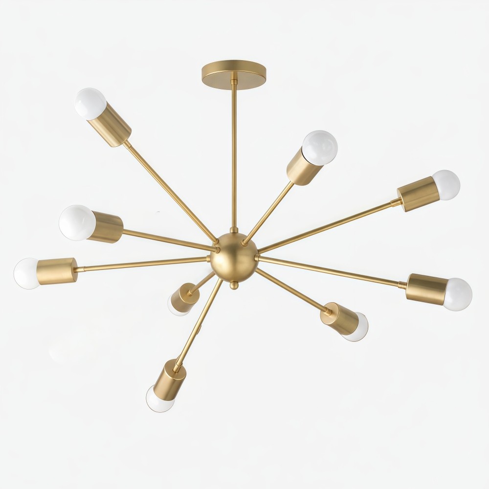 Mobilux Line Mid Century Sputnik Kroonluchter - Moderne Plafondlamp van Messing HL1679