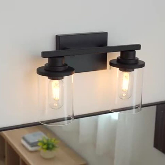 Dubbele koppen glazen wandlamp voor badkamer HL247