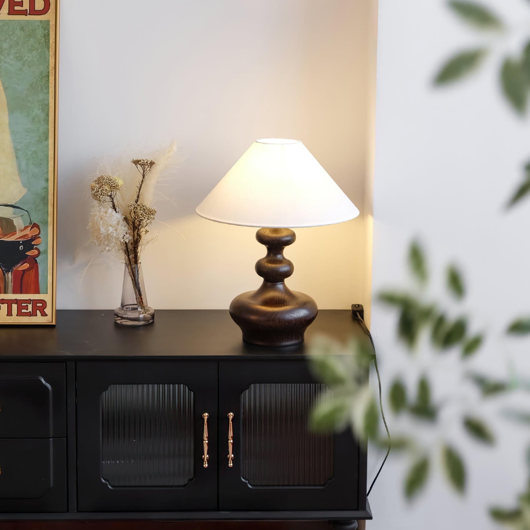 Nordic Retro Massief Houten Tafellamp HL472